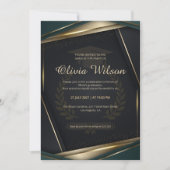 Invitation Luxueux diplôme vert foncé et or (Devant)
