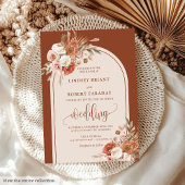 Invitation Luxueux Dusty Orange Pampas Grass Boho Mariage