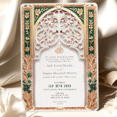 Invitation Luxueux Emerald Green Mariage islamique Arabesque