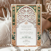 Invitation Luxueux Emerald Green Mariage islamique Arabesque