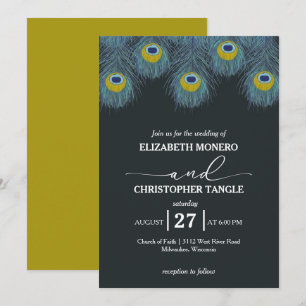 Invitation Luxueux et élégant Mariage Peacock Feather