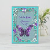 Invitation luxueux et luxueux papillons violets modernes (Debout devant)