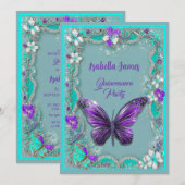 Invitation luxueux et luxueux papillons violets modernes (Devant / Derrière)