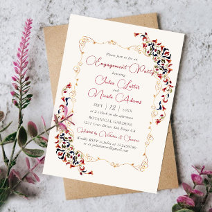 Invitation Luxueux floral botanique paisley fiançailles fête