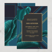 Invitation Luxueux Foliage Tropical 30e fête d'anniversaire (Devant / Derrière)