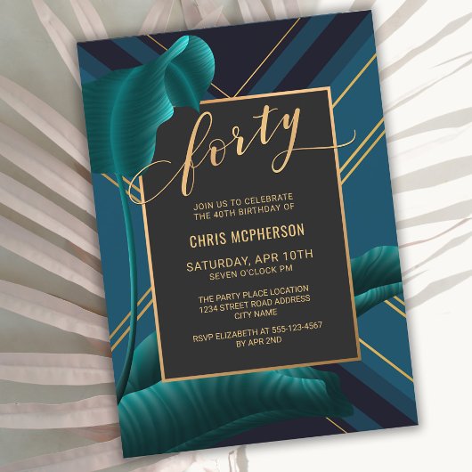 Invitation Luxueux Foliage Tropical Foliage 40e anniversaire