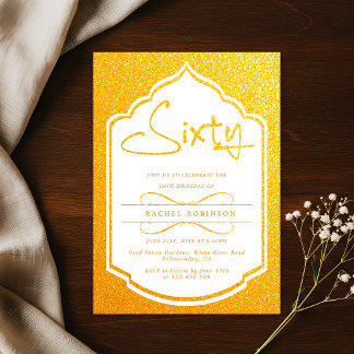 Invitation Luxueux Gold Script 60E fête d'anniversaire