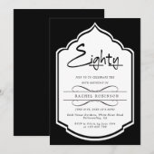 Invitation Luxueux Gold Script 80E fête d'anniversaire (Devant / Derrière)
