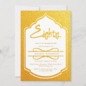 Invitation Luxueux Gold Script 80E fête d'anniversaire (Devant)