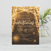 Invitation Luxueux Gold Winter Lights Noël (Debout devant)