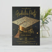 Invitation Luxueux Golden Glitz Casquette Graduation Party (Debout devant)