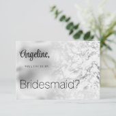 Invitation Luxueux gris blanc marbre argenté Bridesmaid (Debout devant)