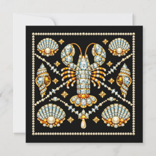 Invitation Luxueux Homard Motif Orné de Diamants