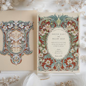 Invitation Luxueux Lys blancs Art Nouveau Mariage