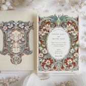 Invitation Luxueux Lys blancs Art Nouveau Mariage