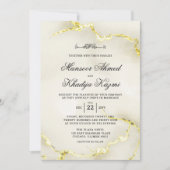 Invitation Luxueux Marble Or Texture Mariage islamique (Devant)
