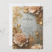Invitation Luxueux Mariage aux motifs floraux d'inspiration V (Devant)