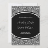 Invitation Luxueux Mariage de feuillage de sculpture d'argent (Devant)