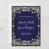 Invitation Luxueux Mariage de feuillage sculpté en argent (Devant)