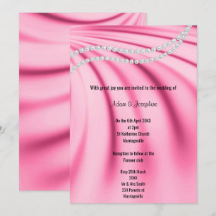 INVITATION LUXUEUX MARIAGE ÉLÉGANT DE PEARL SATIN ROSE