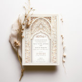 Invitation Luxueux Mariage islamique complexe or ivoire