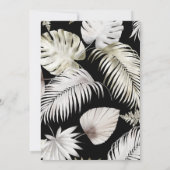 Invitation Luxueux Mariage noir de feuillage Tropical (Dos)
