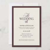 Invitation Luxueux mariage rouge foncé et crème avec code QR (Devant)