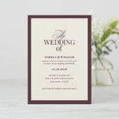 Invitation Luxueux mariage rouge foncé et crème avec code QR (Debout devant)
