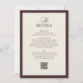 Invitation Luxueux mariage rouge foncé et crème avec code QR (Dos)