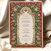 Invitation Luxueux Mariage victorien rose Roses Ornate