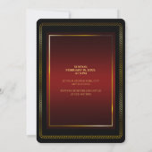 Invitation Luxueux minimaliste Mariage noir & rouge (Dos)