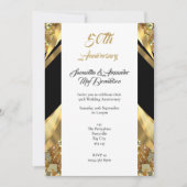 Invitation Luxueux or et noir 50e anniversaire de mariage (Devant)