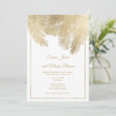 Invitation Luxueux palmier blanc or Mariage tropical (Debout devant)