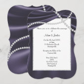 INVITATION LUXUEUX POURPLE SATIN DIAMOND ÉLÉGANT MARIAGE (Devant / Derrière)