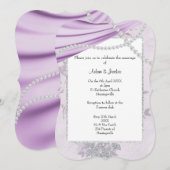 INVITATION LUXUEUX POURPLE SATIN DIAMOND MARIAGE FLORAL (Devant / Derrière)
