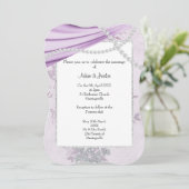 INVITATION LUXUEUX POURPLE SATIN DIAMOND MARIAGE FLORAL (Debout devant)