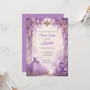 Invitation Luxueux Purple Princess Sweet Seize Ans