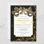 Invitation Luxueux Quinceañera Masquerade Party (Devant)