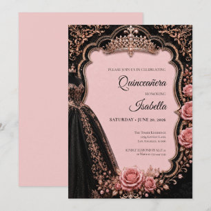 Invitation Luxueux Quinceañera Rose