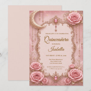 Invitation Luxueux Quinceañera Rose