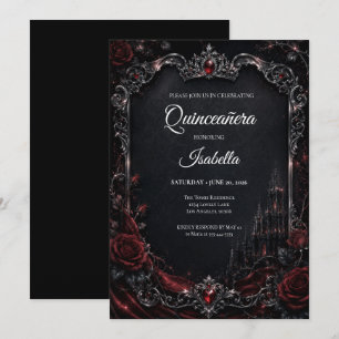 Invitation Luxueux Quinceañera Rouge & Noir