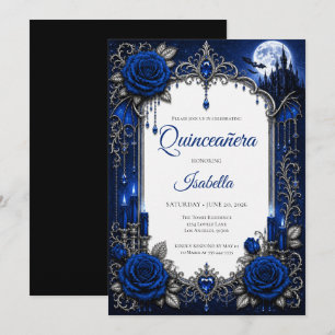 Invitation Luxueux Quinceañera Royal Bleu Argent