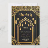 Invitation Luxueux Ramadan Iftar Or Noir et Doré (Devant)
