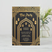 Invitation Luxueux Ramadan Iftar Or Noir et Doré (Debout devant)