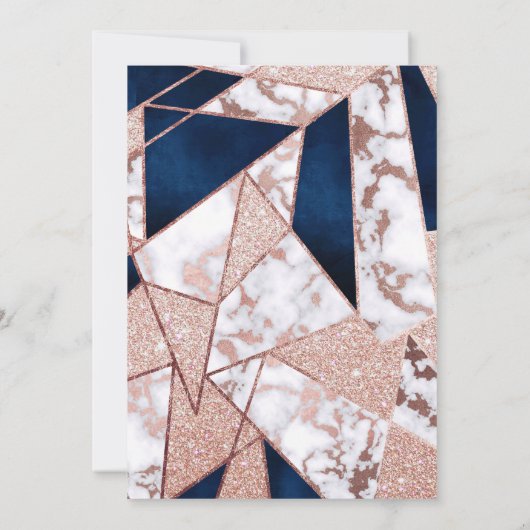 Invitation Luxueux Rose Gold Parties scintillant Mariage Geo  (Dos)