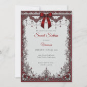 Invitation Luxueux Rouge Arc d'Argent Douze Ans (Devant)