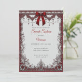 Invitation Luxueux Rouge Arc d'Argent Douze Ans (Debout devant)