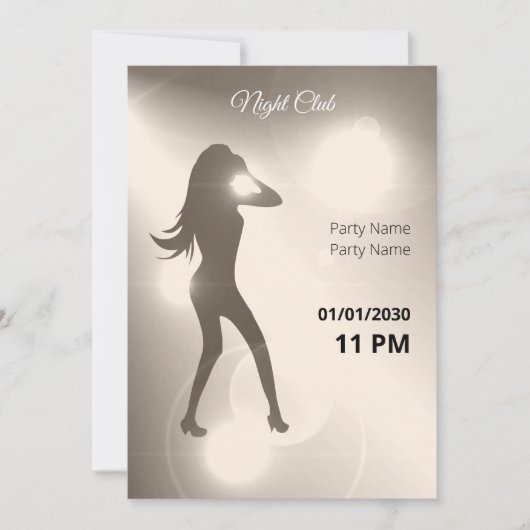 Invitation Luxueux Sandy brillant Danseuse fille Silhouette (Devant)
