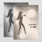 Invitation Luxueux Sandy brillant Danseuse fille Silhouette (Devant / Derrière)