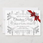 Invitation Luxueux Silver Parties scintillant Xmas Holiday Re (Devant)